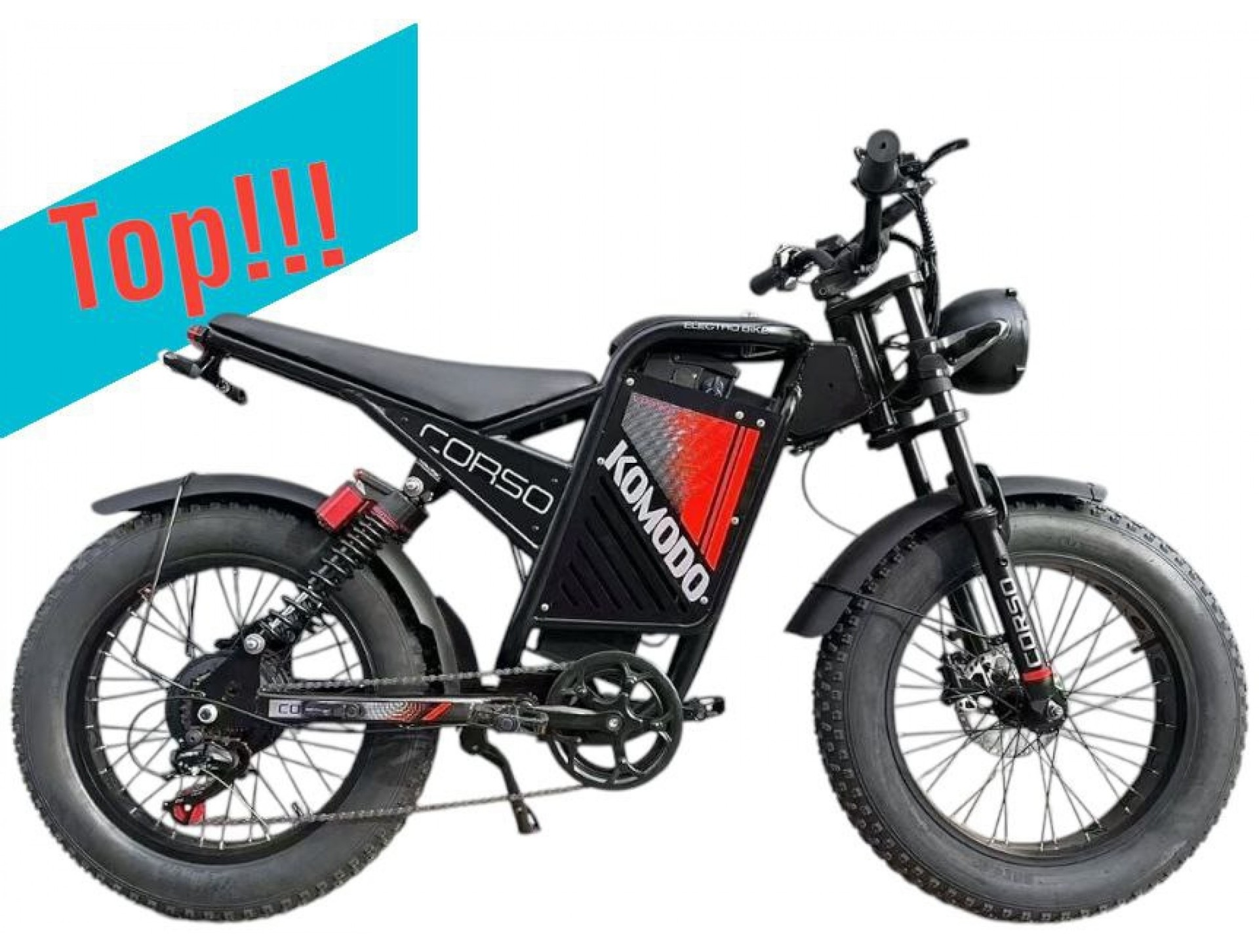 Электрофетбайк Corso "Komodo" 20" дюймов KM-88155 рама стальная, двигатель 1000W, аккумулятор 48V18AH