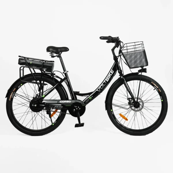 Электровелосипед Corso «VOLT BIKE» 26" дюймов TB-63922 (1) +КОРЗИНА, рама стальная, двигатель 500W, акум. 36V13Ah, односкоростной, в коробке