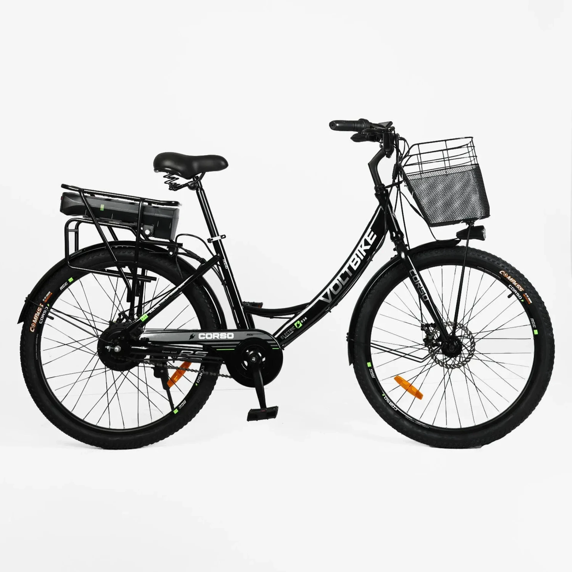 Электровелосипед Corso «VOLT BIKE» 26" дюймов TB-63922 (1) +КОРЗИНА, рама стальная, двигатель 500W, акум. 36V13Ah, односкоростной, в коробке