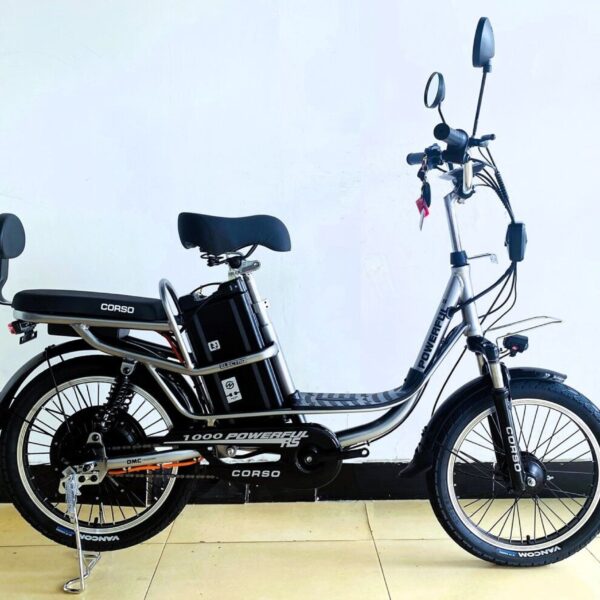 Электровелосипед Corso «Powerfull» 20" дюймов, рама стальная, двигатель 1000W, аккумулятор 60V28AH литиевый + корзина