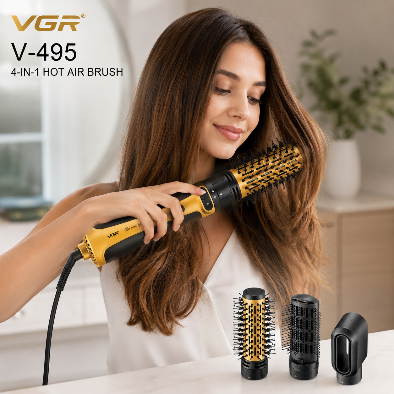 Фен для волос VGR V-495 / Профессиональный сталер для волос / Фен-браш для укладок 1200Вт — изображение 2