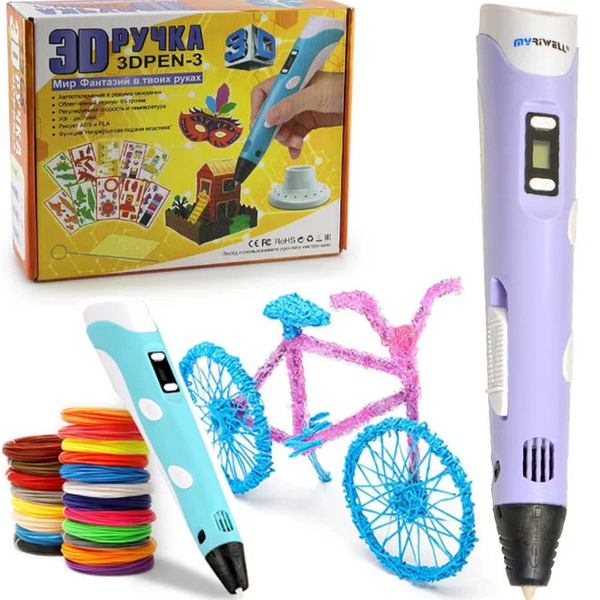 3D ручка c LCD дисплеем и набором эко пластика для 3Д рисования / 3D Pen — изображение 2