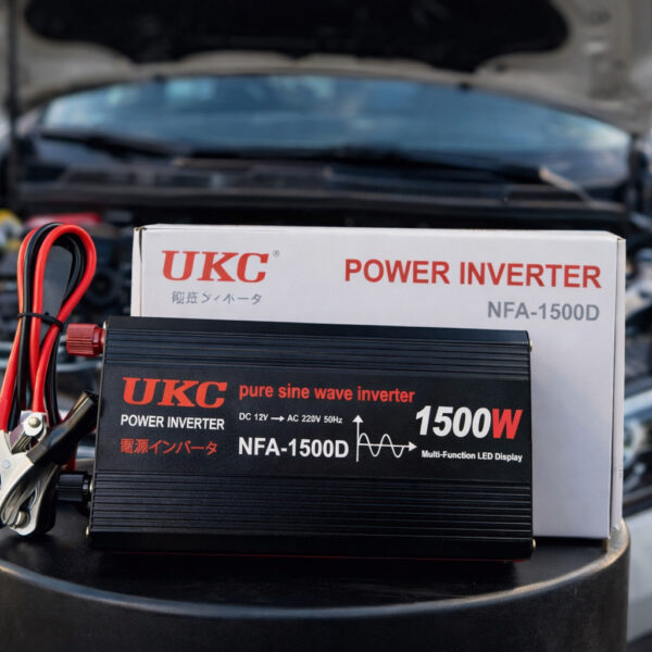 Автомобильный инвертор 1500 Вт, 12–220 В, 2×USB, чистый синус / Преобразователь напряжения / Инвертор для котла и техники