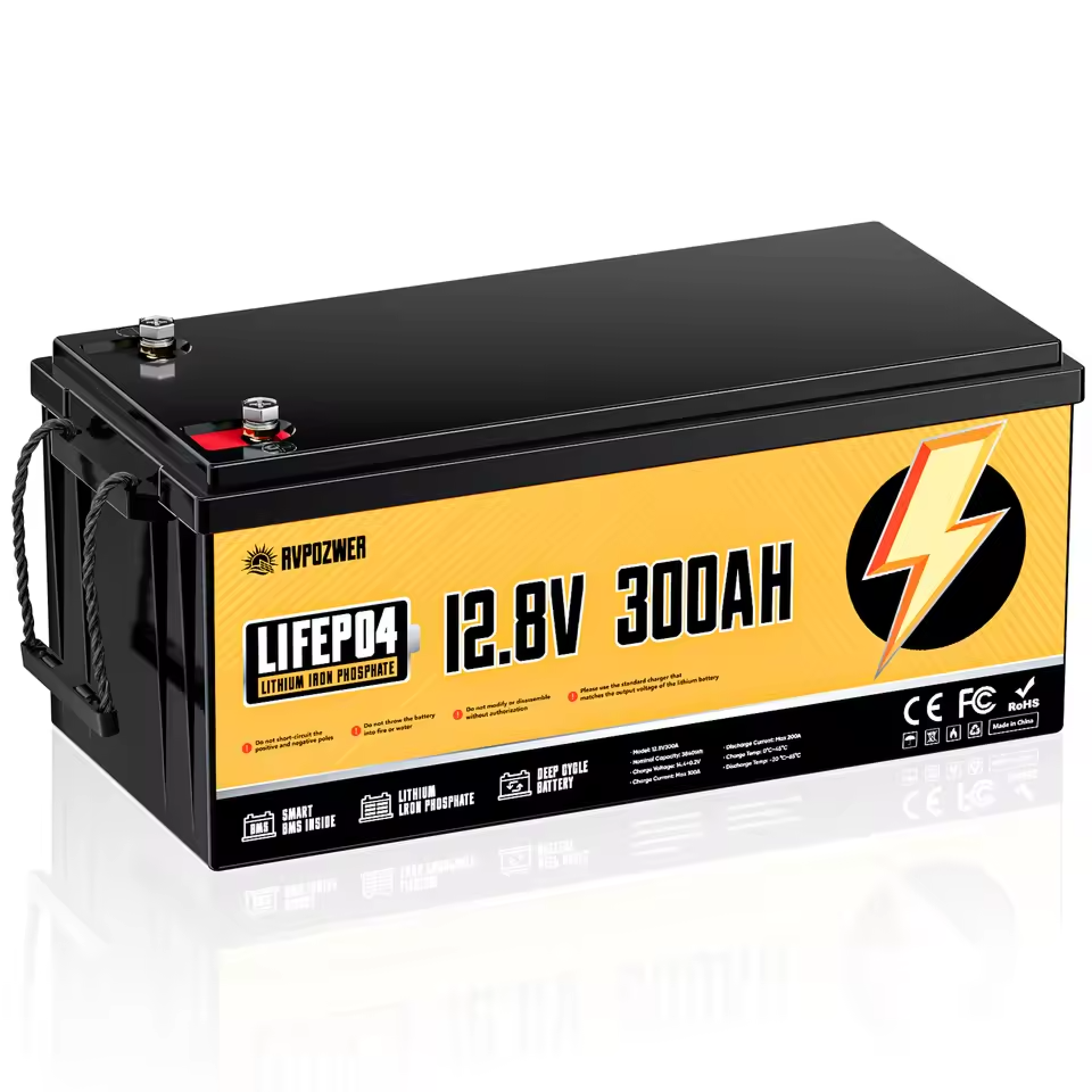 Аккумулятор RVPOZWER литий-железо-фосфатный (LiFePO4) 12В 300Ah из BMS