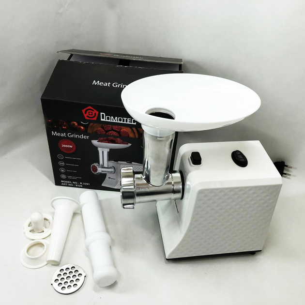 Мясорубка электрическая domotec r3391 2000w, мощная компактная мясорубка для дома, мясорубка 3 в 1 — изображение 4