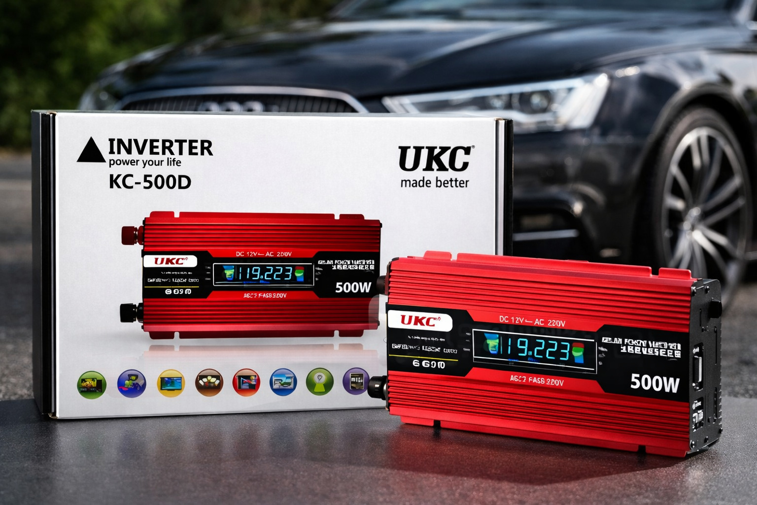 Преобразователь AC/DC KC-500D 500W+lcd, Инвертор в машину