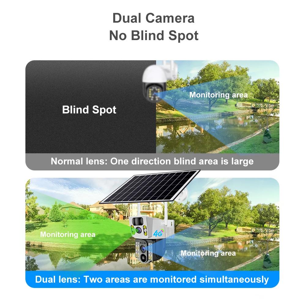4K Беспроводная камера Solar WI-FI , двойной объектив, ночное видение V380 Pro CCTV 8MP — изображение 6