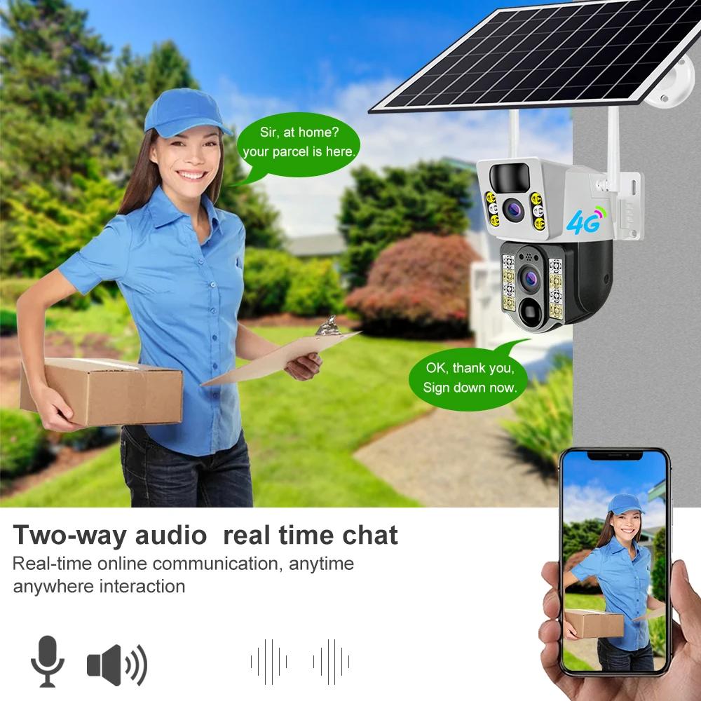 4K Беспроводная камера Solar WI-FI , двойной объектив, ночное видение V380 Pro CCTV 8MP — изображение 3
