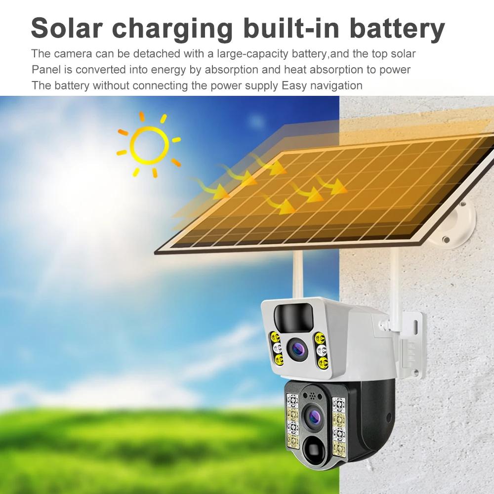 4K Беспроводная камера Solar WI-FI , двойной объектив, ночное видение V380 Pro CCTV 8MP — изображение 2