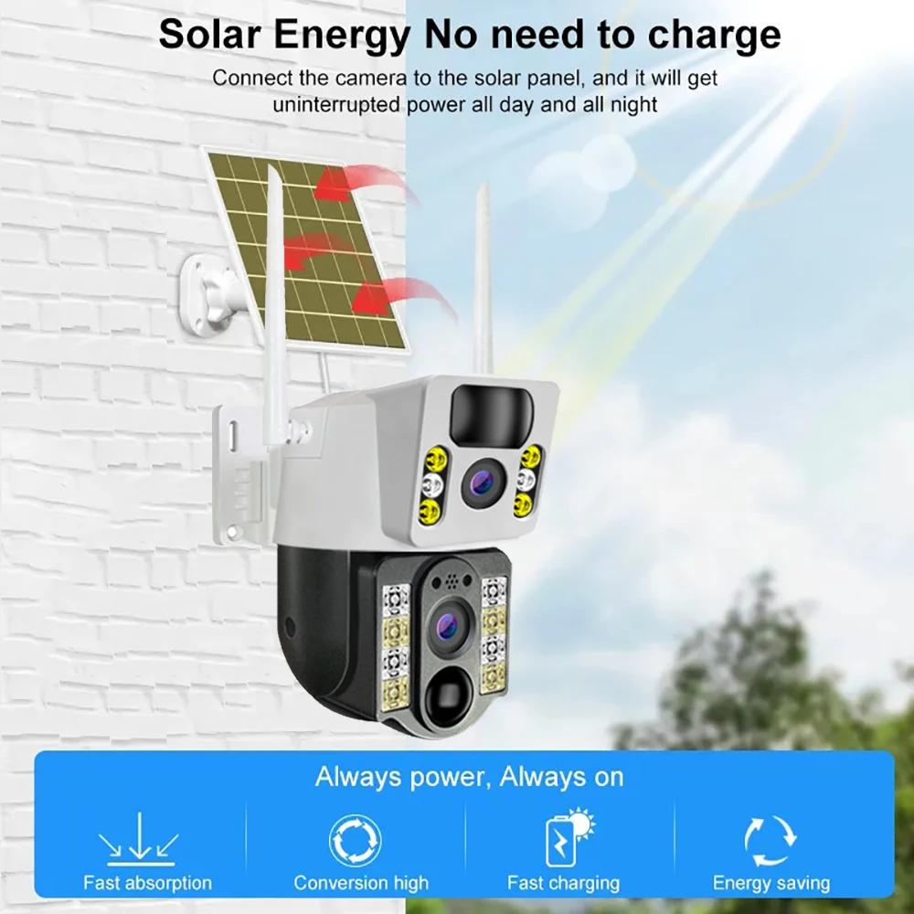 4K Беспроводная камера Solar WI-FI , двойной объектив, ночное видение V380 Pro CCTV 8MP — изображение 7