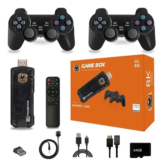 Игровая ТВ-приставка M8 mini 4K на Android TV с встроенным эмулятором ретро-игр и джойстиками — изображение 4