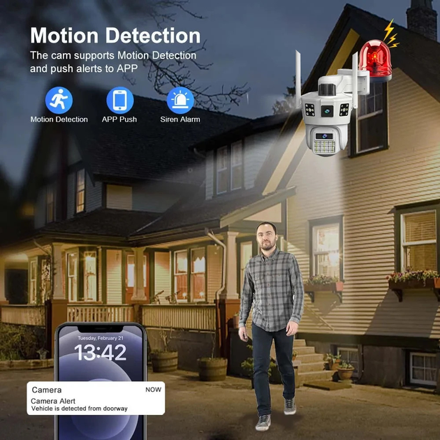 Wi Fi камера видеонаблюдения 3 линзы SD 39 APP V380pro — изображение 3