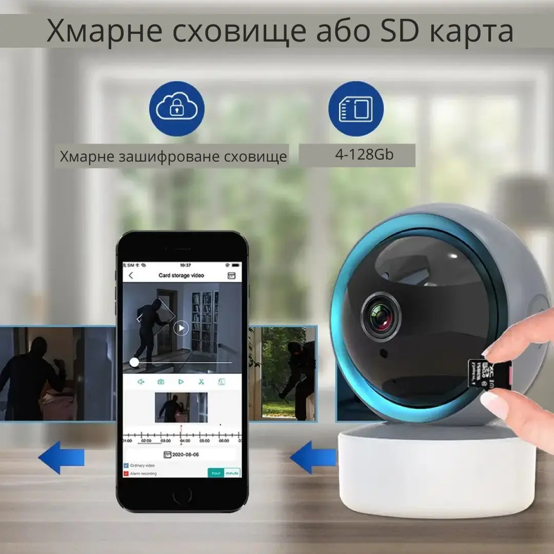 Интеллектуальная Wi-Fi камера видеонаблюдения TY305 / Поворотная камера Full HD 3mp — изображение 2