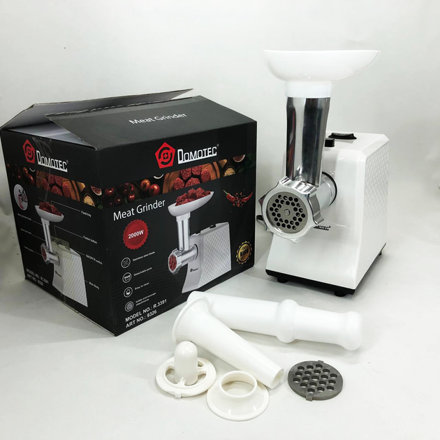 Мясорубка электрическая domotec r3391 2000w, мощная компактная мясорубка для дома, мясорубка 3 в 1 — изображение 5