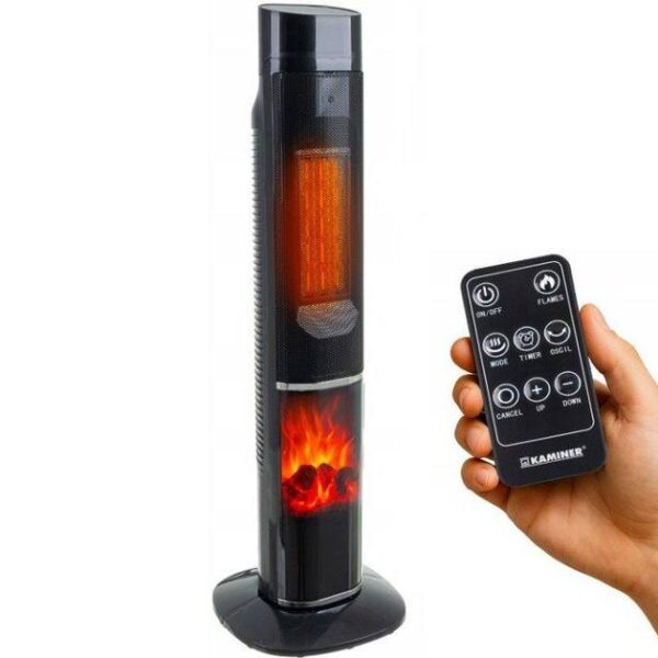 Колонный тепловентилятор Teesa 2000W с имитацией камина