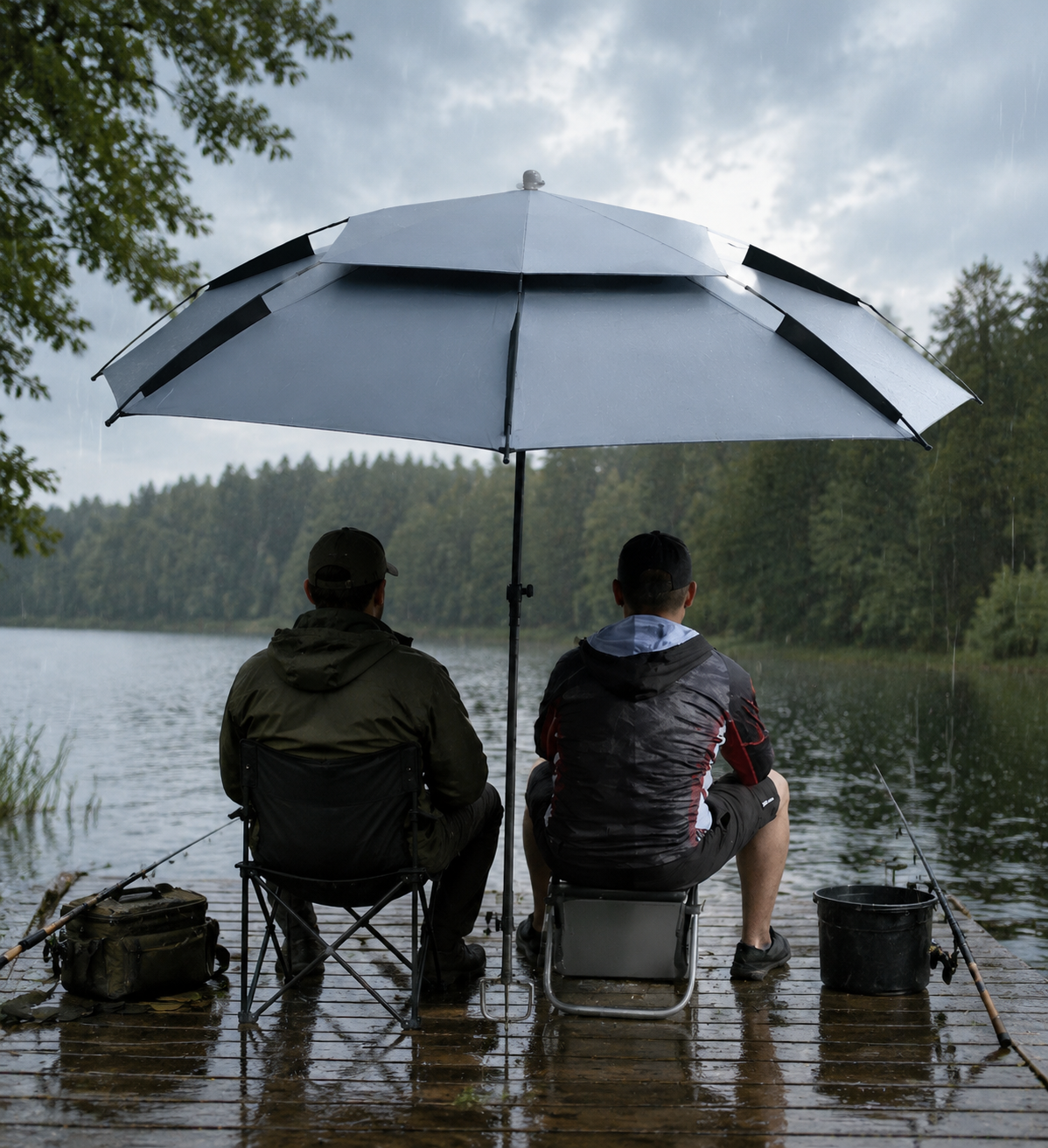 Зонтик пляжный садовый рыболовный 2.4M / Зонтик-антивитер с наклоном Outdoor Umbrella / Усиленный зонтик — изображение 3