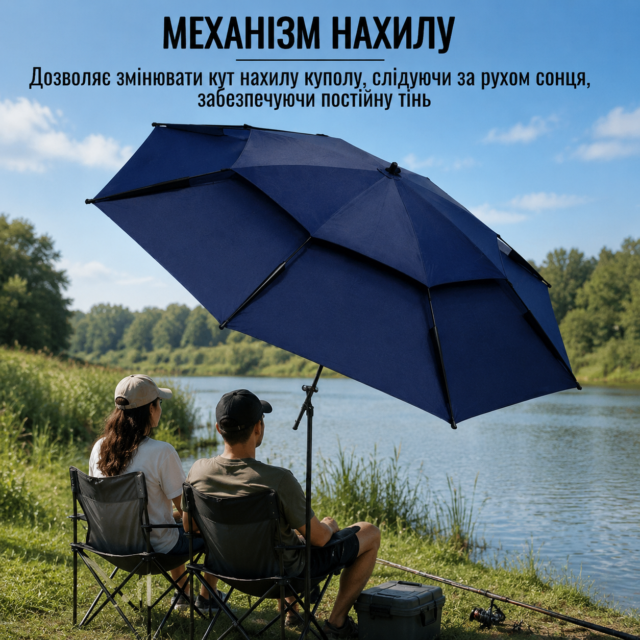 Зонтик пляжный садовый рыболовный 2.4M / Зонтик-антивитер с наклоном Outdoor Umbrella / Усиленный зонтик — изображение 2