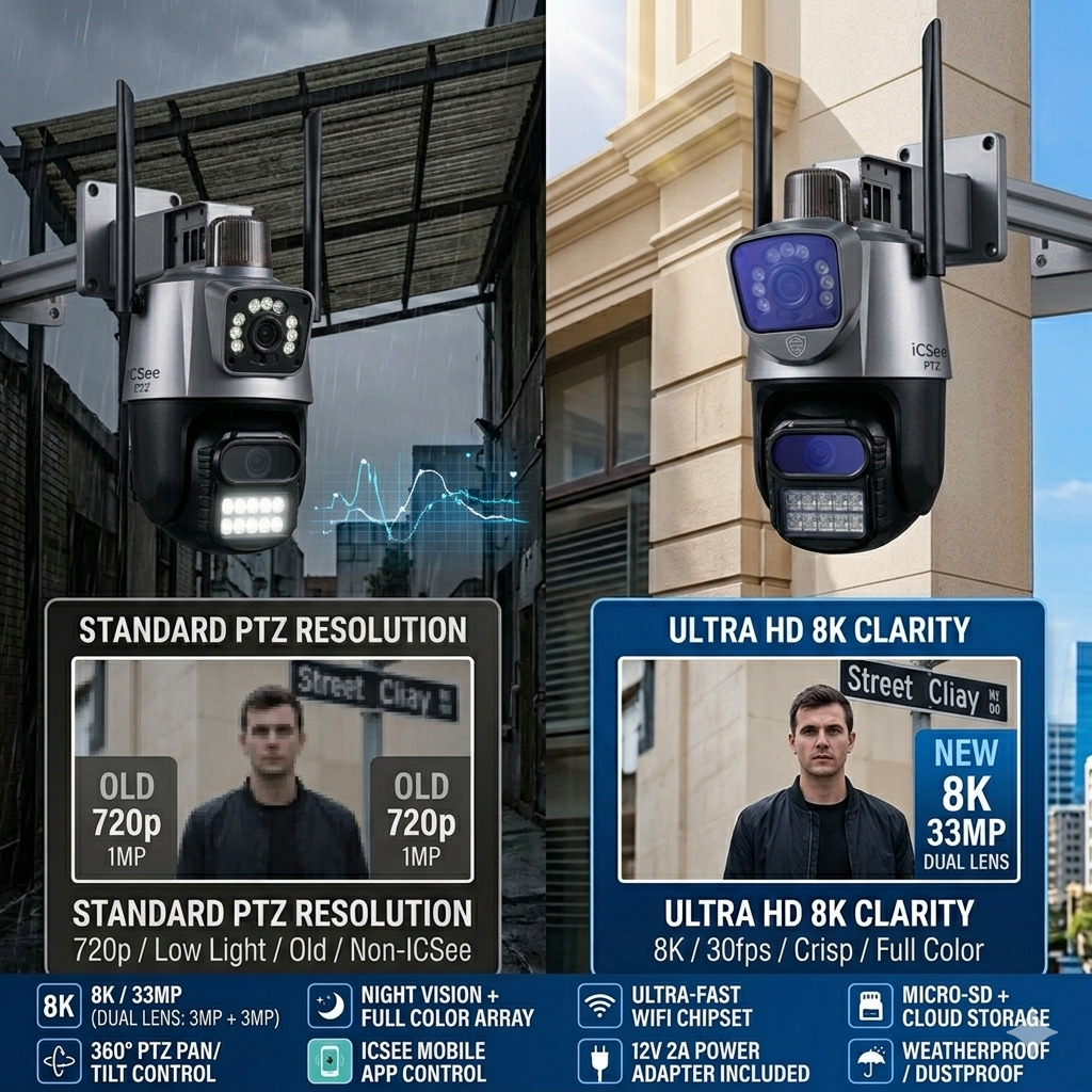 Водонепроницаемая камера PTZ WiFi P-11 ICSEE, 6MP, с ночным видением — изображение 4