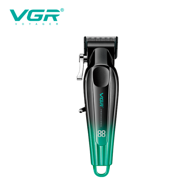 Аккумуляторная машинка для стрижки VGR V-662 GREEN, 7000 RPM, 6 насадок, LED дисплей — изображение 8