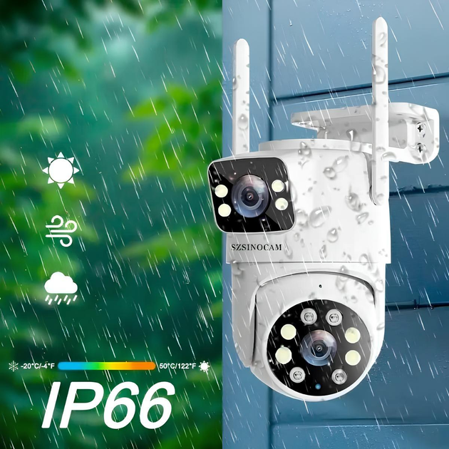 Беспроводная поворотная WiFi камера SZSINOCAM TY-Q2 O-KAM Pro / Внешняя камера видеонаблюдения — изображение 2