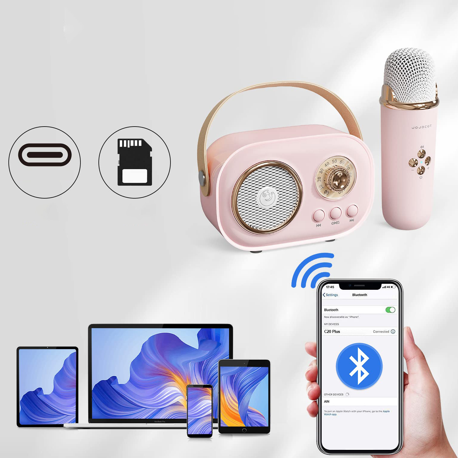 Беспроводной микрофон для караоке, колонка SPEAKER C20 PLUS — изображение 2
