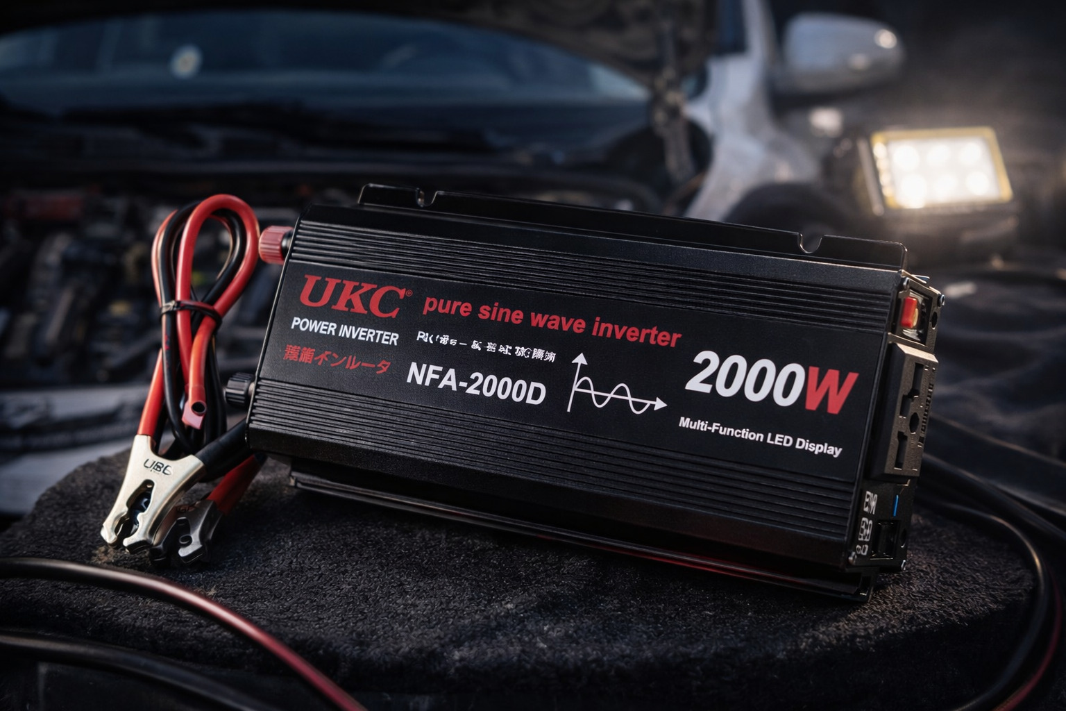 Инвертор UKC NFA-2000D 2000 Вт (12 В → 220 В) — чистый синус, автомобильный преобразователь напряжения — изображение 2