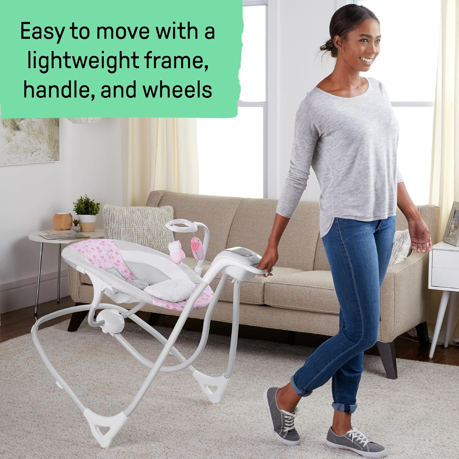 Электронные качели / Детские качели-шезлонг Ingenuity SimpleComfort 2в1 / Укачивающий центр для детей 6 скоростей — изображение 6