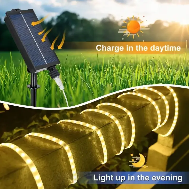 LED гирлянда с солнечной батареей 10 м (теплый белый свет) — изображение 6