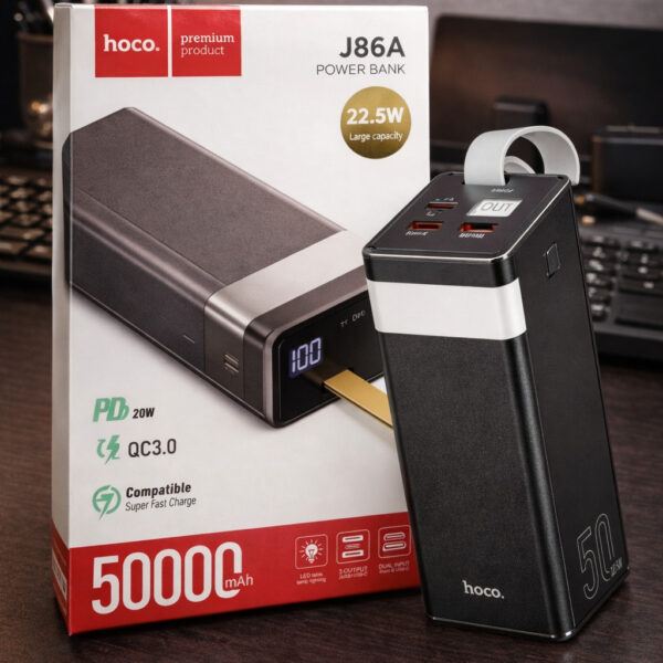 Повербанк Hoco J86A Power Bank 50000mAh 22.5W 5A с фонариком