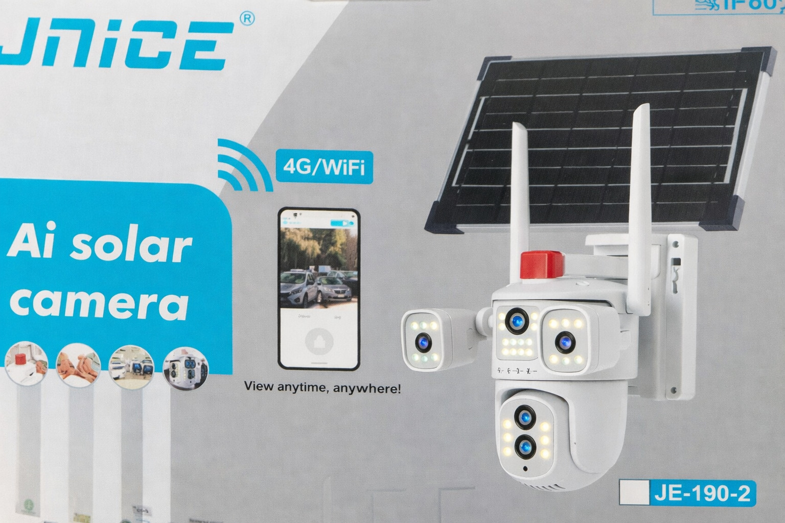 Видеокамера 4G IP66 4G 12mp (JE-190-2) 4 экранные 360-градусные камеры IP-камера четыре объектива Белая — изображение 2