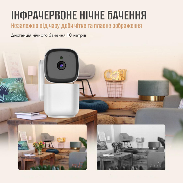Умная WiFi IP камера для дома видеонаблюдения Noxon Smart Camera 360 охрана для вашего дома и квартиры без слепых зон с двухсторонней связью — изображение 5