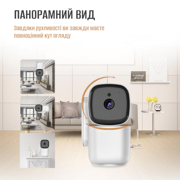 Умная WiFi IP камера для дома видеонаблюдения Noxon Smart Camera 360 охрана для вашего дома и квартиры без слепых зон с двухсторонней связью — изображение 3