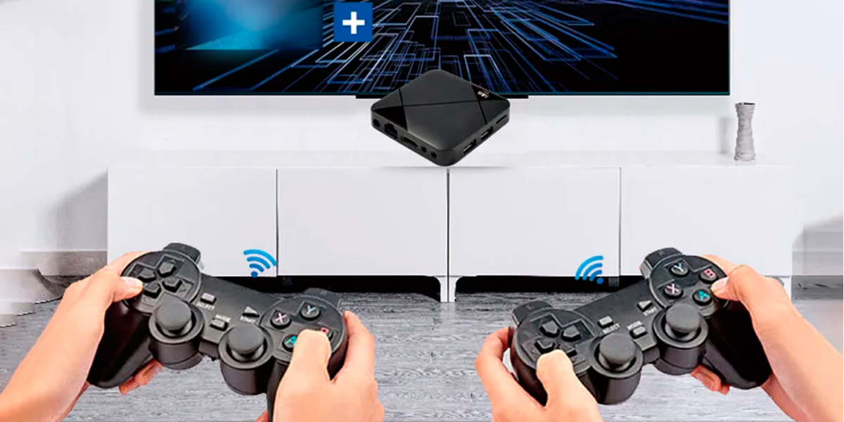 Игровая ТВ-приставка M8 mini 4K на Android TV с встроенным эмулятором ретро-игр и джойстиками — изображение 5