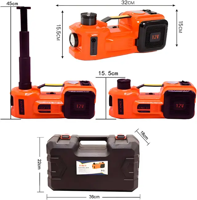 Набор 3в1 электродомкрат + компрессор + фонарь до 3.5 тонн мощность 180w ZSY03-X 12V — изображение 5