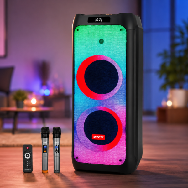 Портативная акустика ZXX-5590 100Вт / Bluetooth Колонка 88х32х32см / Аккумуляторная, акустическая система / Караокая колонка с подсветкой + 2 микрофона
